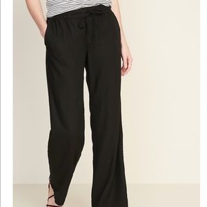 Old Navy Wide Leg Black Linen Blend Pants